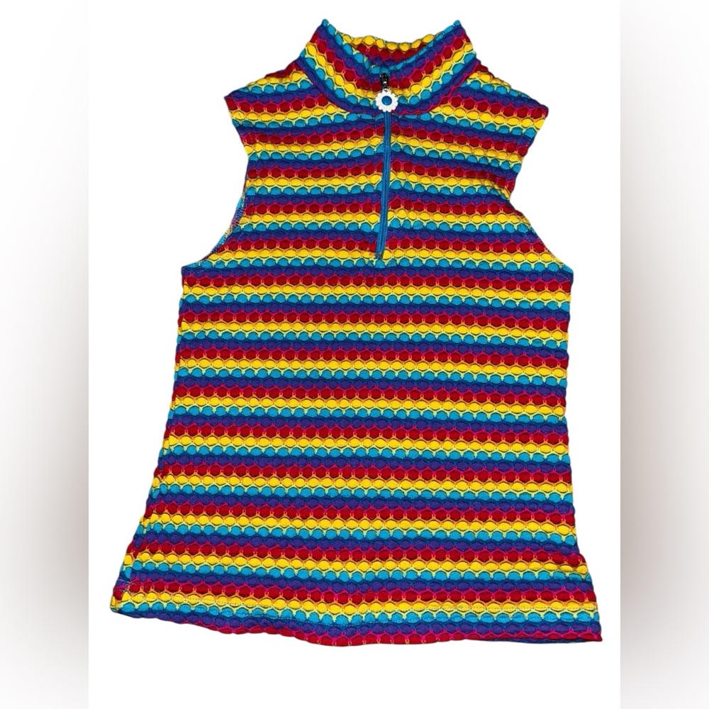 Girls Vintage Rainbow Textured Sleeveless Top – Size 6/7